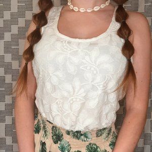 WHITE FLORAL LACE TANK🥥